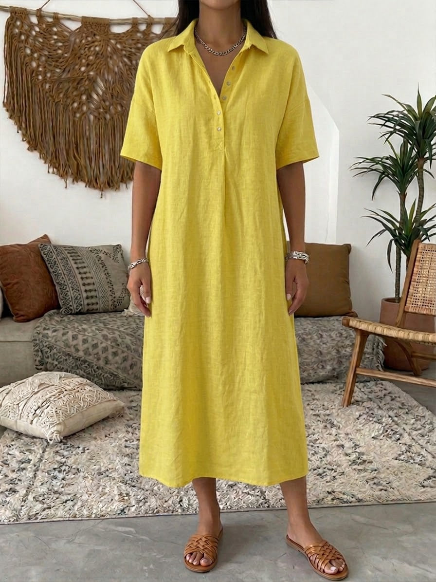 Vestido midi informal abotonado para mujer