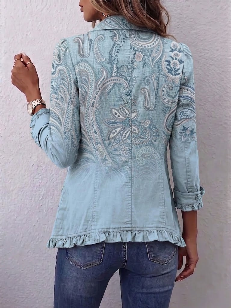 Blazer vintage da donna con volant e motivo