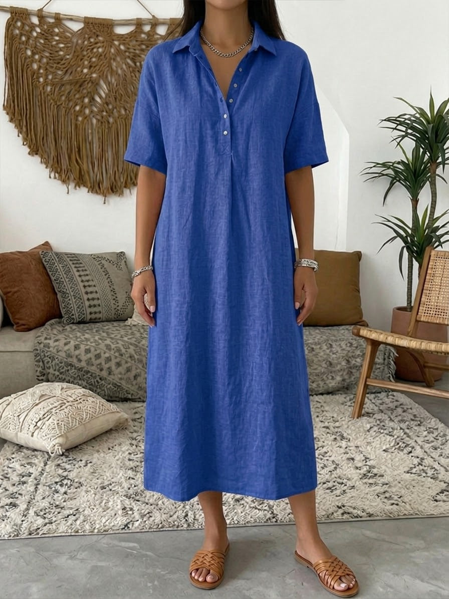 Vestido midi informal abotonado para mujer