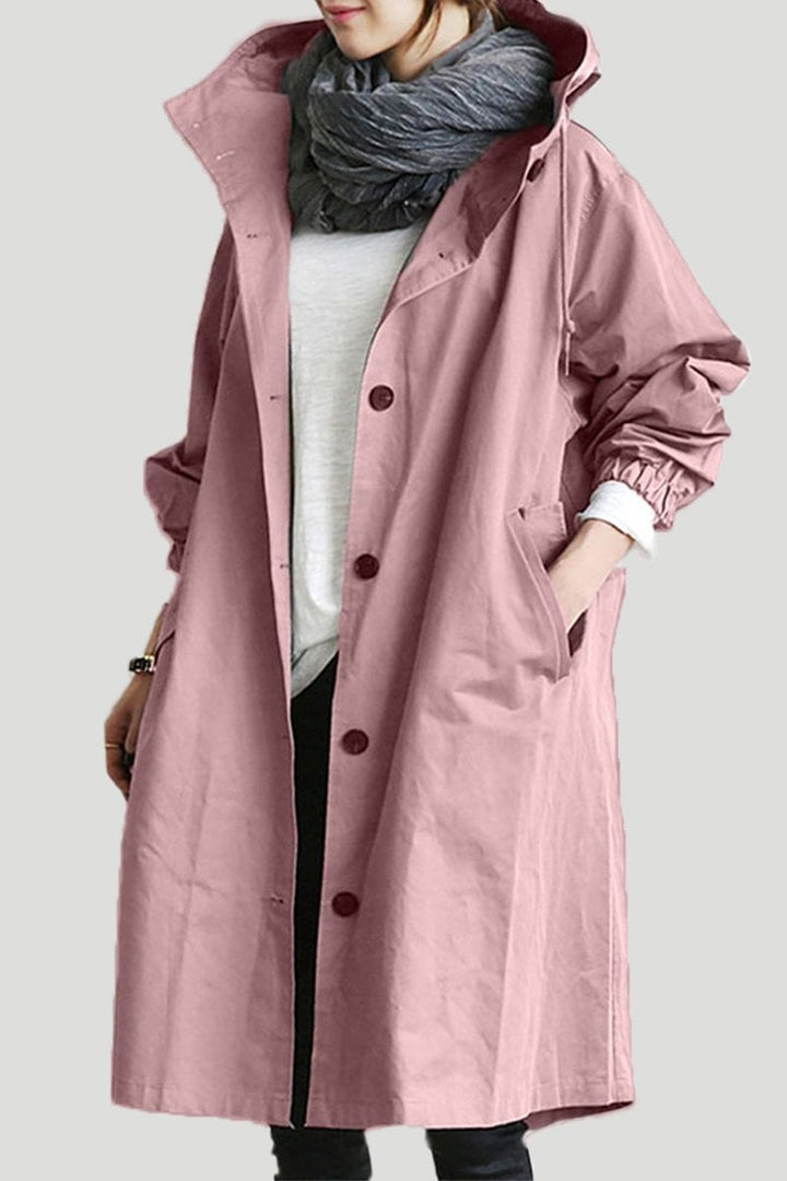 Manteau Femme Long à Capuche et Boutonnage Classique