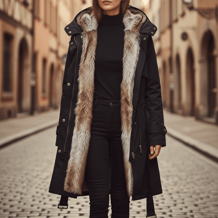 Dámská zimní parka s podšívkou z umělé kožešiny