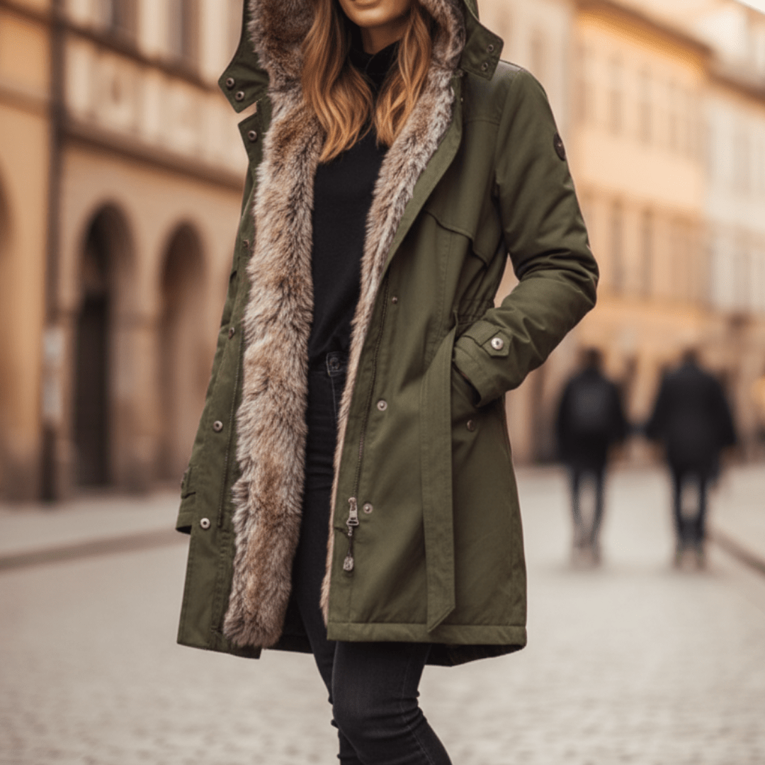 Dámská zimní parka s podšívkou z umělé kožešiny