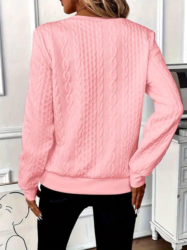 Maglione da donna con trecce e mezza zip