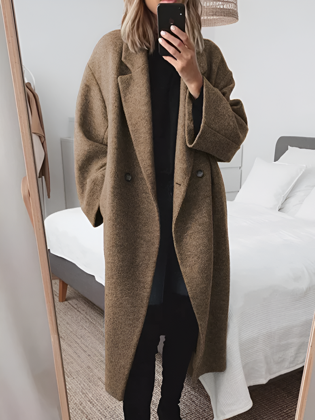 Manteau Oversize Femme à Double Boutonnage Élégant