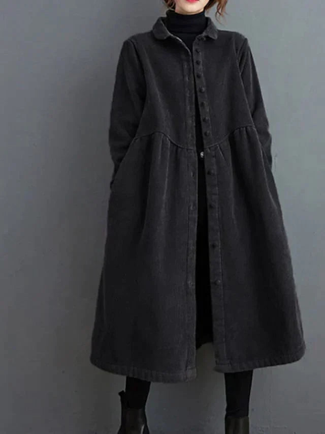 Robe Midi Trapèze en Velours Côtelé Pour Femme