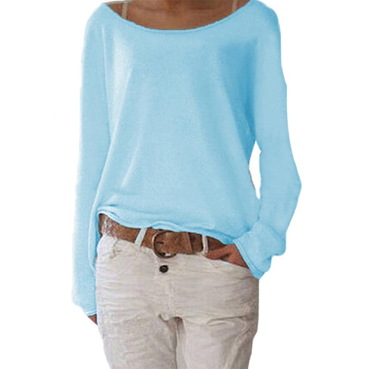Jersey de cuello redondo para mujer, de punto fino