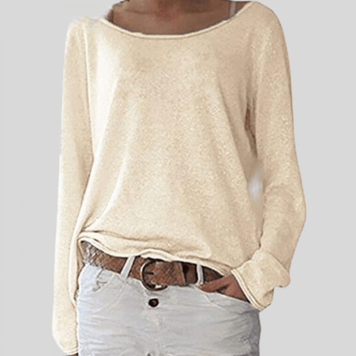 Jersey de cuello redondo para mujer, de punto fino