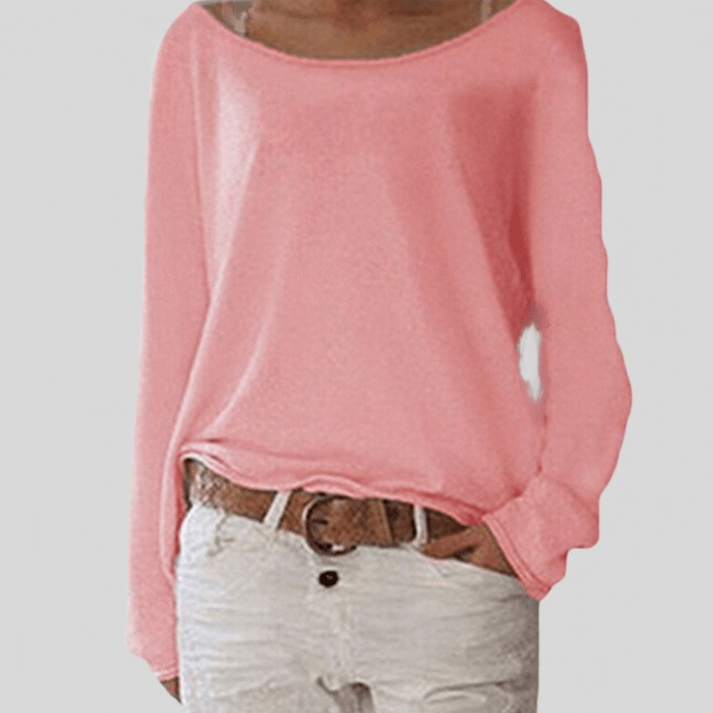 Jersey de cuello redondo para mujer, de punto fino