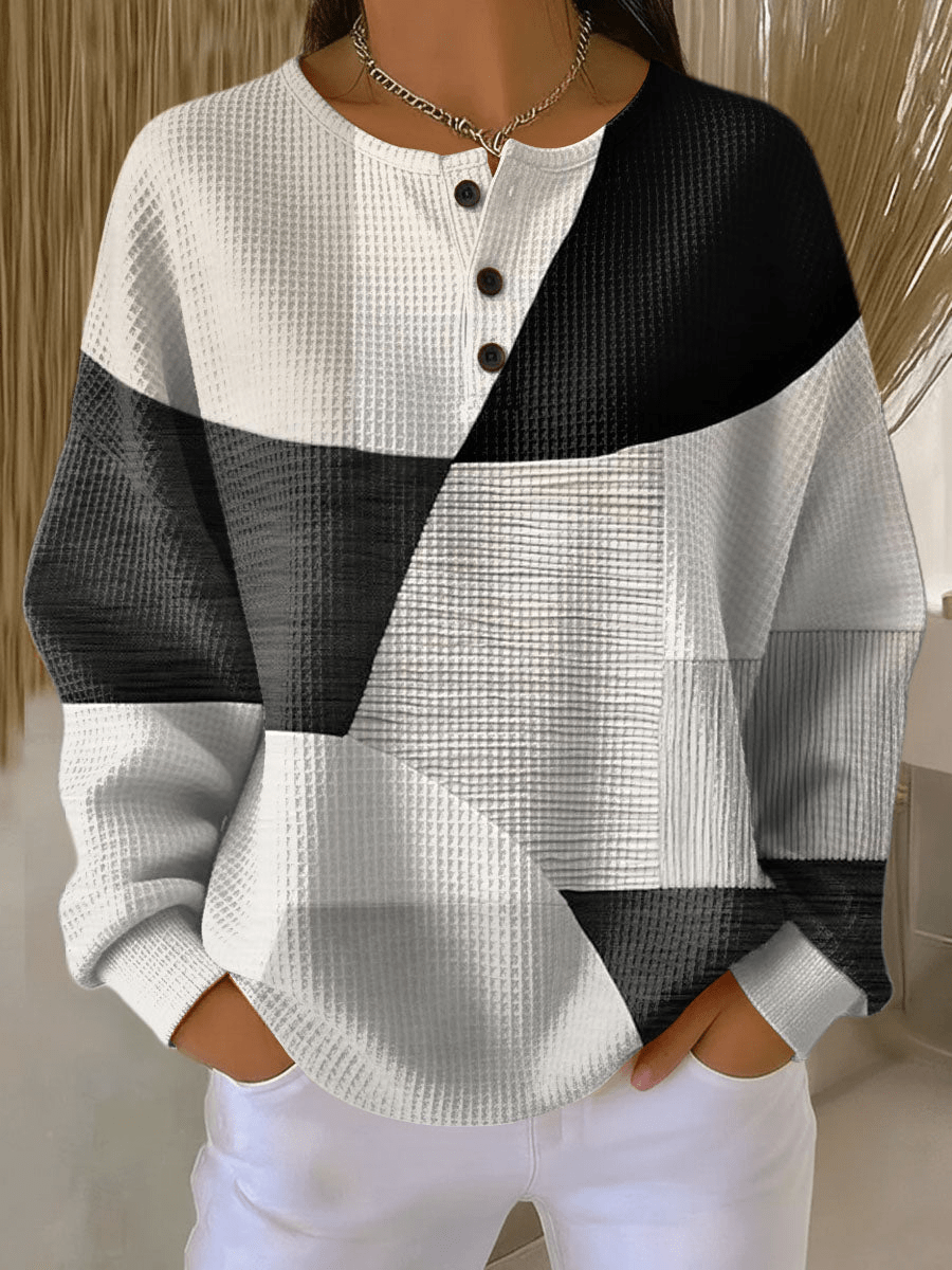 Pull Femme Coloré à Motifs Waffle Femme