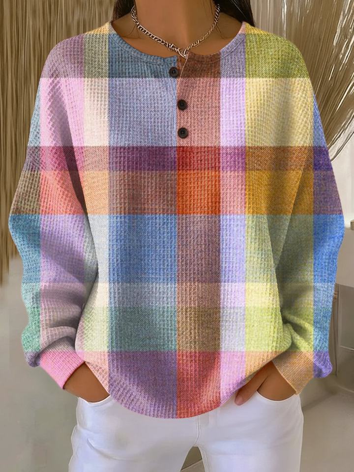 Pull Femme Coloré à Motifs Waffle Femme