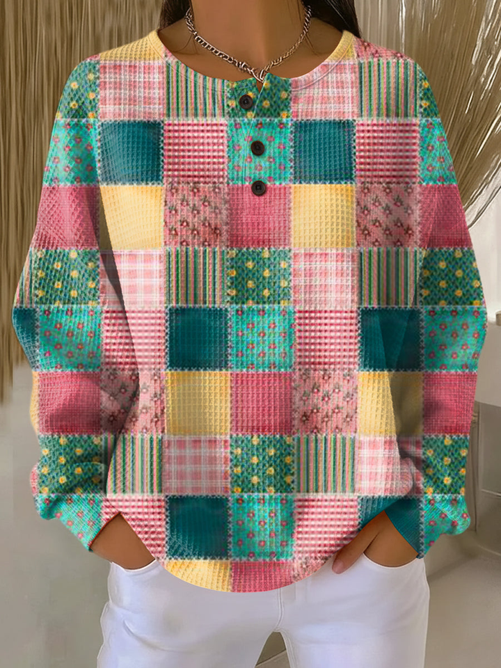 Pull Femme Coloré à Motifs Waffle Femme