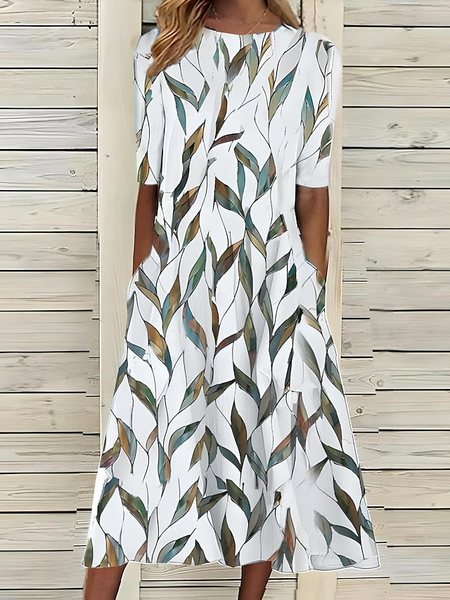 Coastal Flower Midi Dress for Women