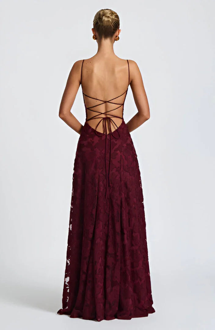 Robe longue femme avec bretelles fines et motifs floraux
