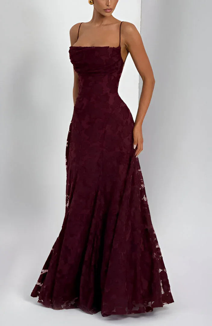 Robe longue femme avec bretelles fines et motifs floraux