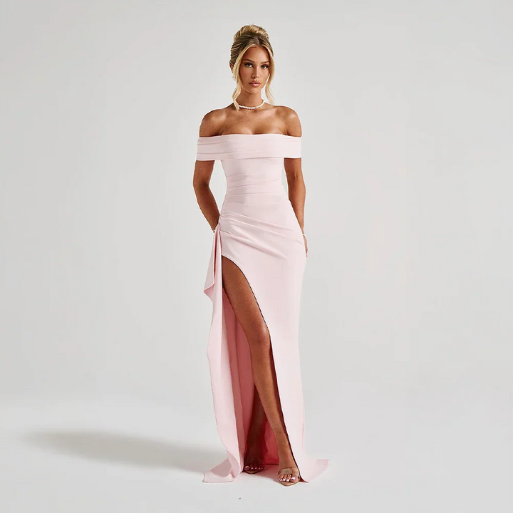 Robe longue épaules dénudées fente pour femme
