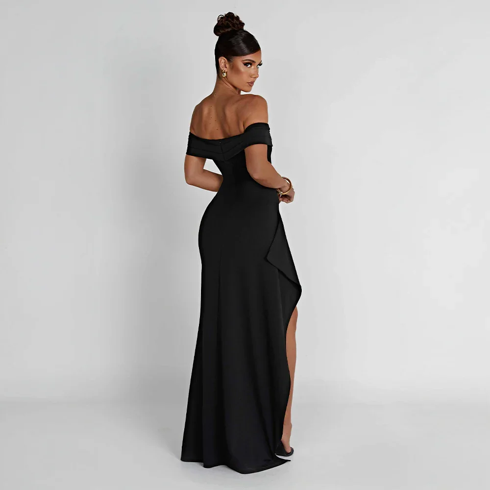 Robe longue épaules dénudées fente pour femme