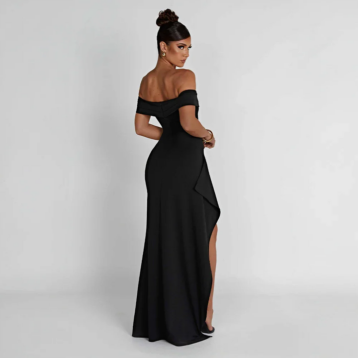 Robe longue épaules dénudées fente pour femme
