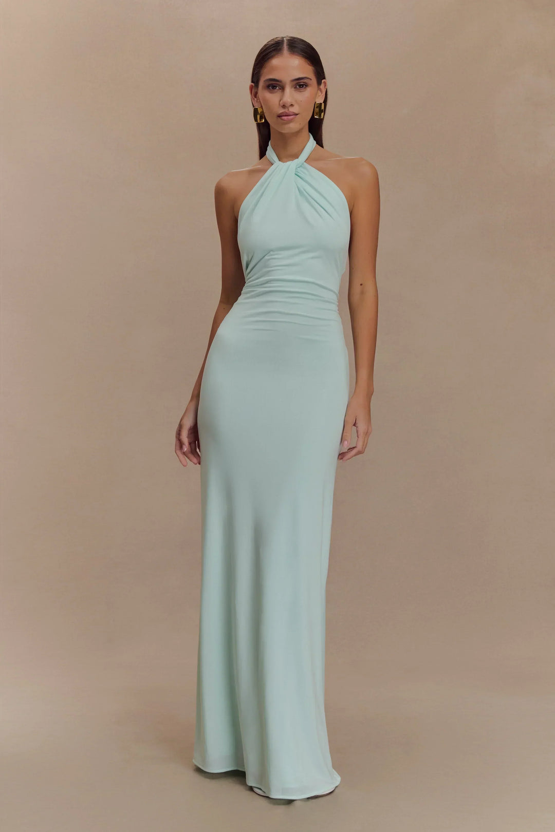 Dlouhé maxi šaty bez ramínek s halter výstřihem pro ženy