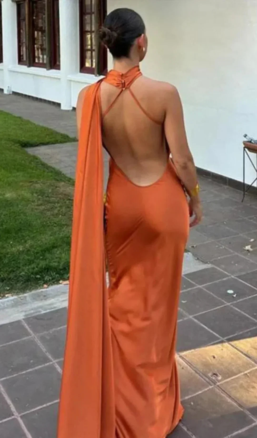 Robe Longue Femme Drapée à Bretelle Unique Asymétrique