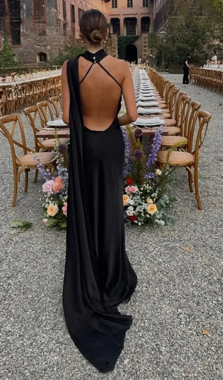 Robe Longue Femme Drapée à Bretelle Unique Asymétrique