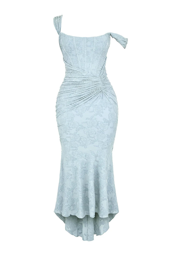 Elegantní midi šaty ve stylu mořské panny na ramínka pro ženy