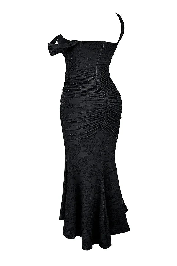 Elegantní midi šaty ve stylu mořské panny na ramínka pro ženy