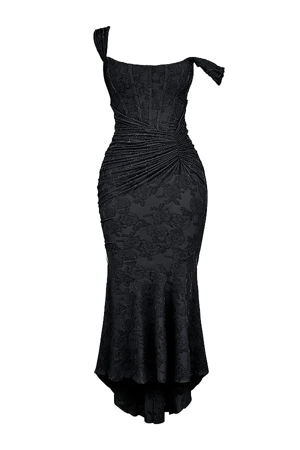 Elegantní midi šaty ve stylu mořské panny na ramínka pro ženy