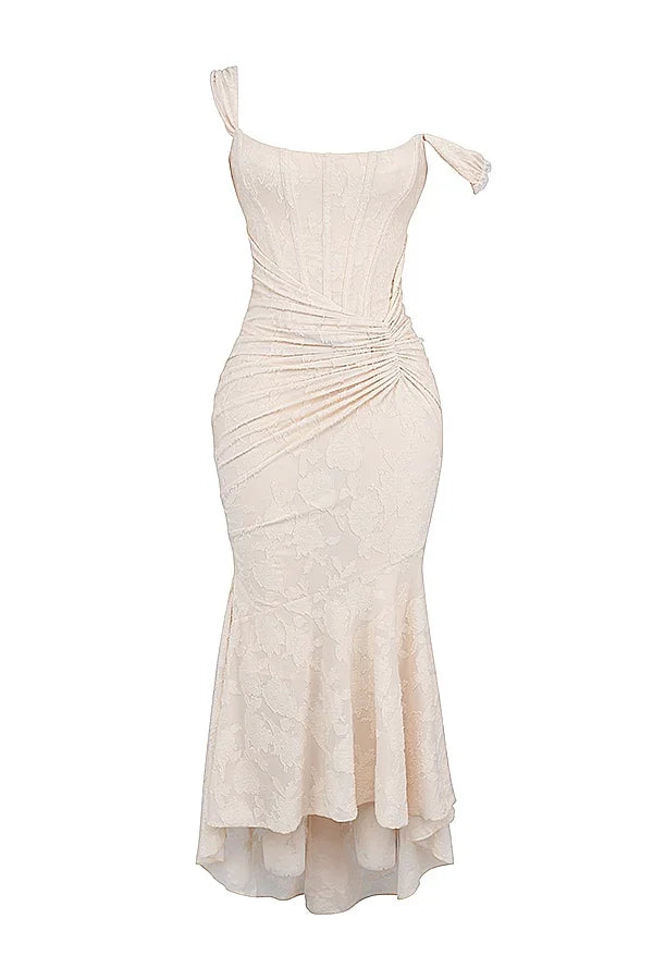 Elegantní midi šaty ve stylu mořské panny na ramínka pro ženy