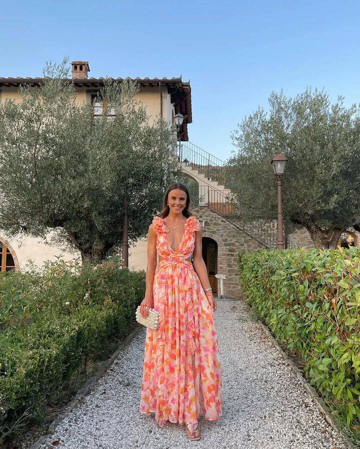 Robe Longue Femme à Épaules Dénudées avec Fente Latérale Élégante