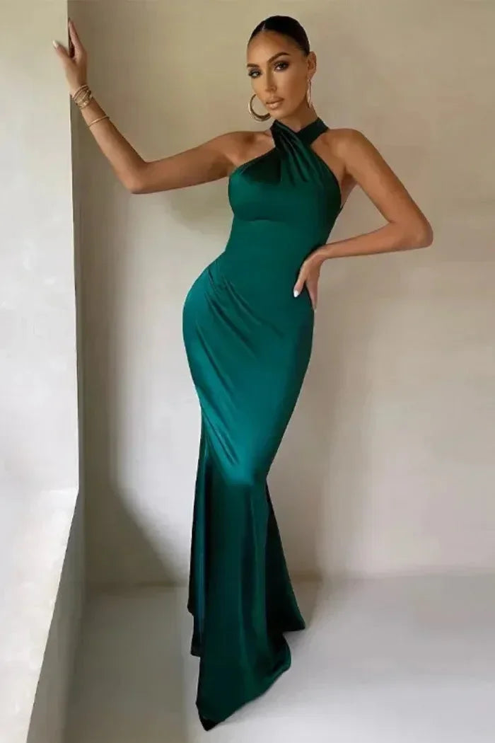 Robe maxi femme col croisé ajustée