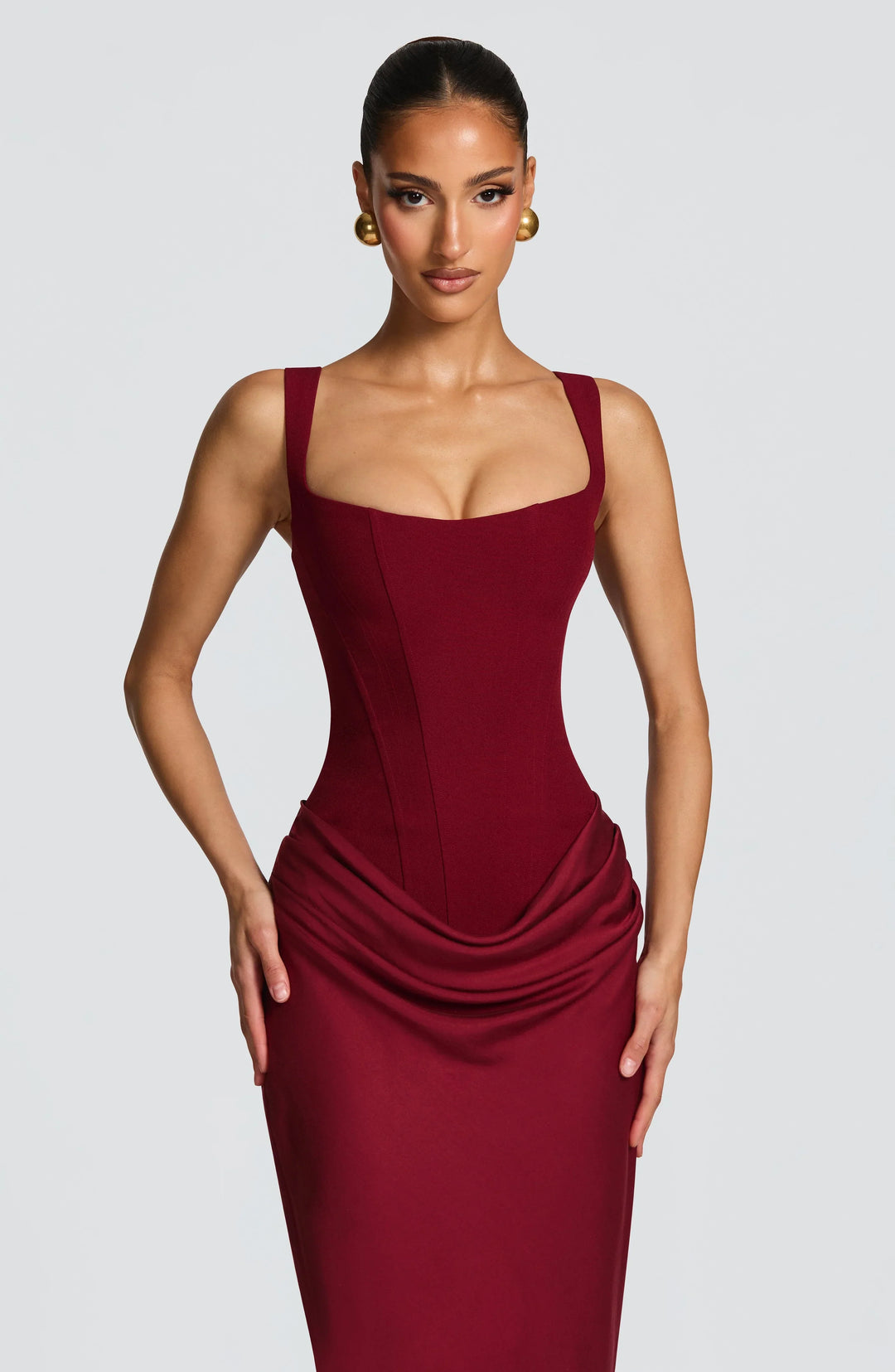 Women's Long Fitted Backless Dress in Stretch Jersey with Spaghetti Straps