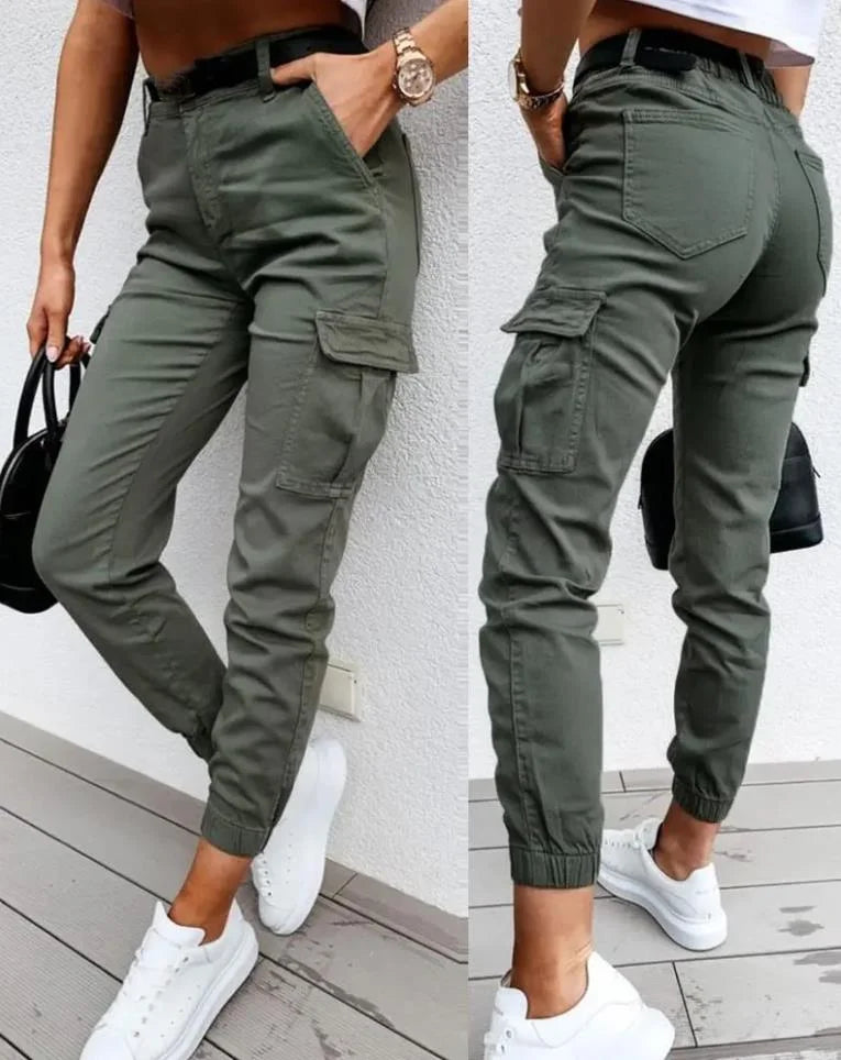 Pantalon Cargo Femme Décontracté à Poches Multiples
