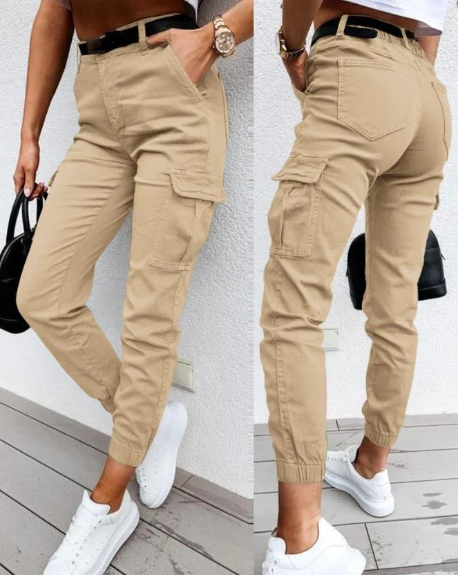 Pantalon Cargo Femme Décontracté à Poches Multiples