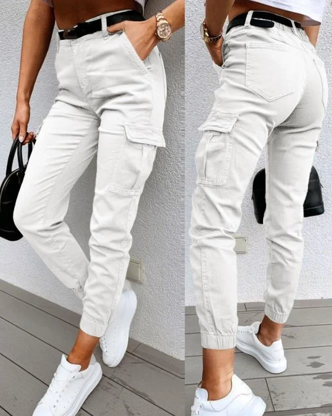 Pantalon Cargo Femme Décontracté à Poches Multiples