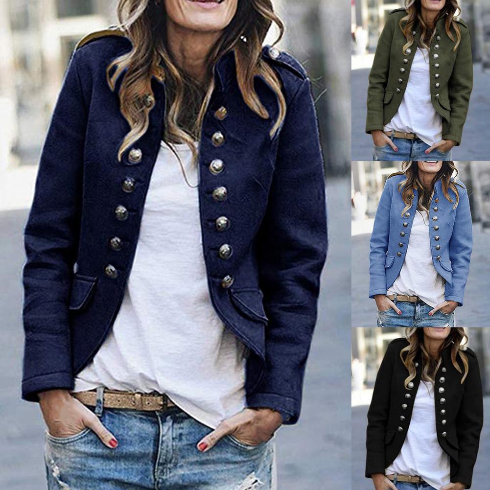 Blazer de mujer de estilo militar con doble botonadura