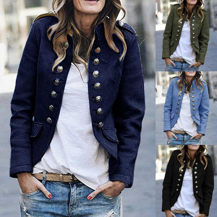 Blazer de mujer de estilo militar con doble botonadura