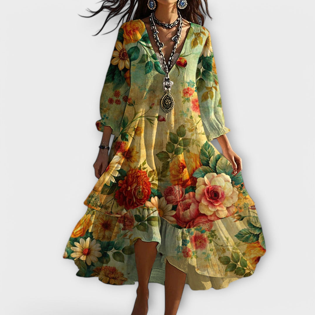 Elegantní dámské květované boho šaty