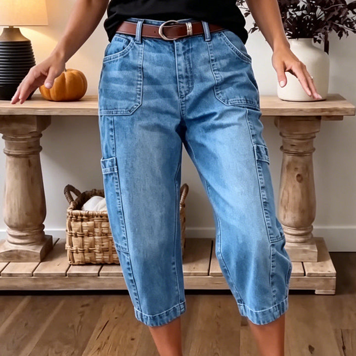 Jean Court en Denim Coupe Décontractée Pour Femme