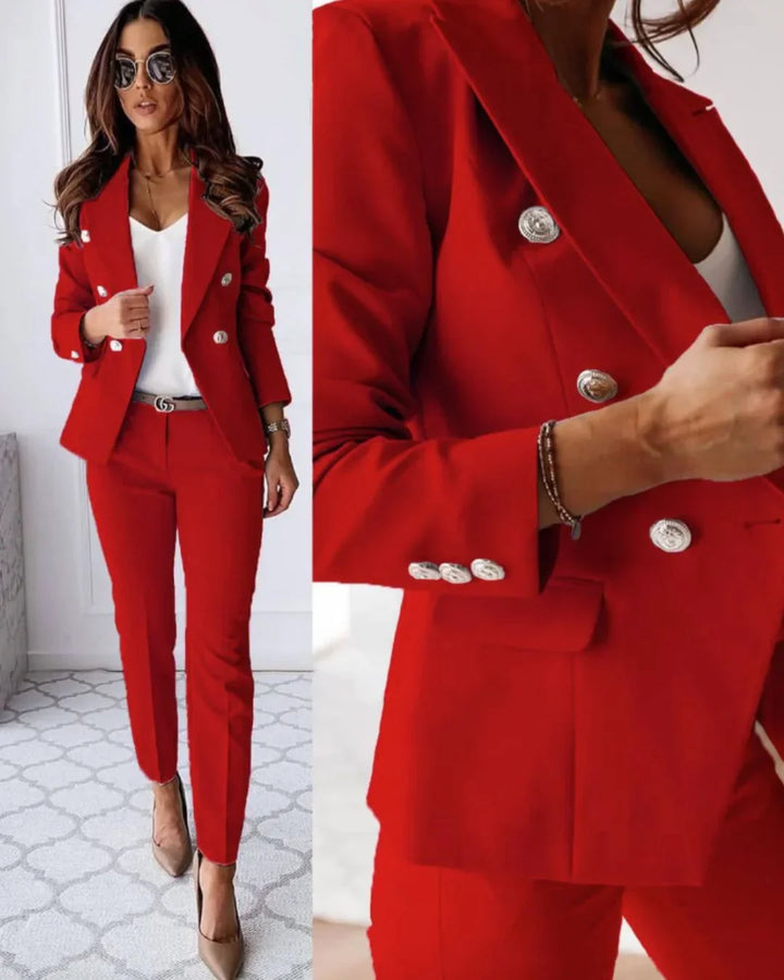 Costume Femme Tailleur Double Boutonnage avec Coupe Ajustée Moderne