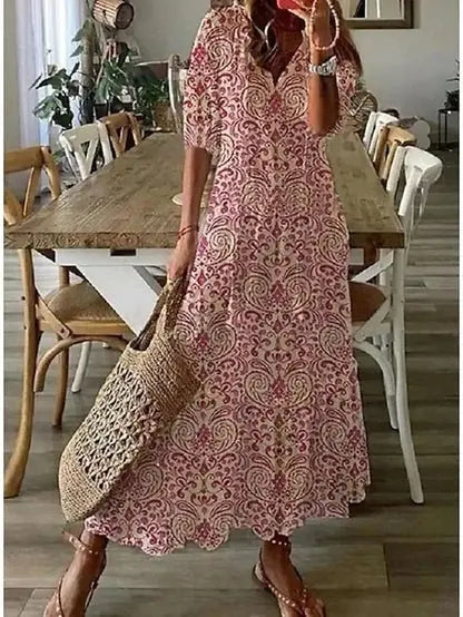Robe bohème fluide manches lanterne femme