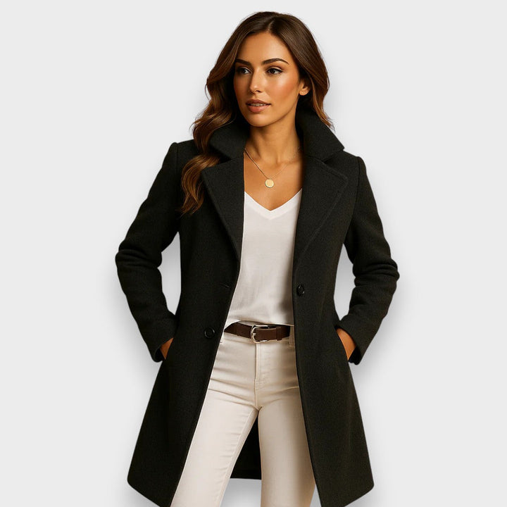 Manteau pour femme à col cranté fermeture boutonnée