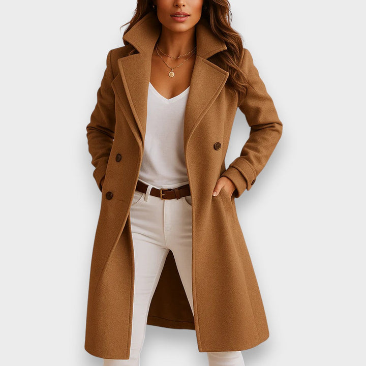 Manteau pour femme à col cranté fermeture boutonnée