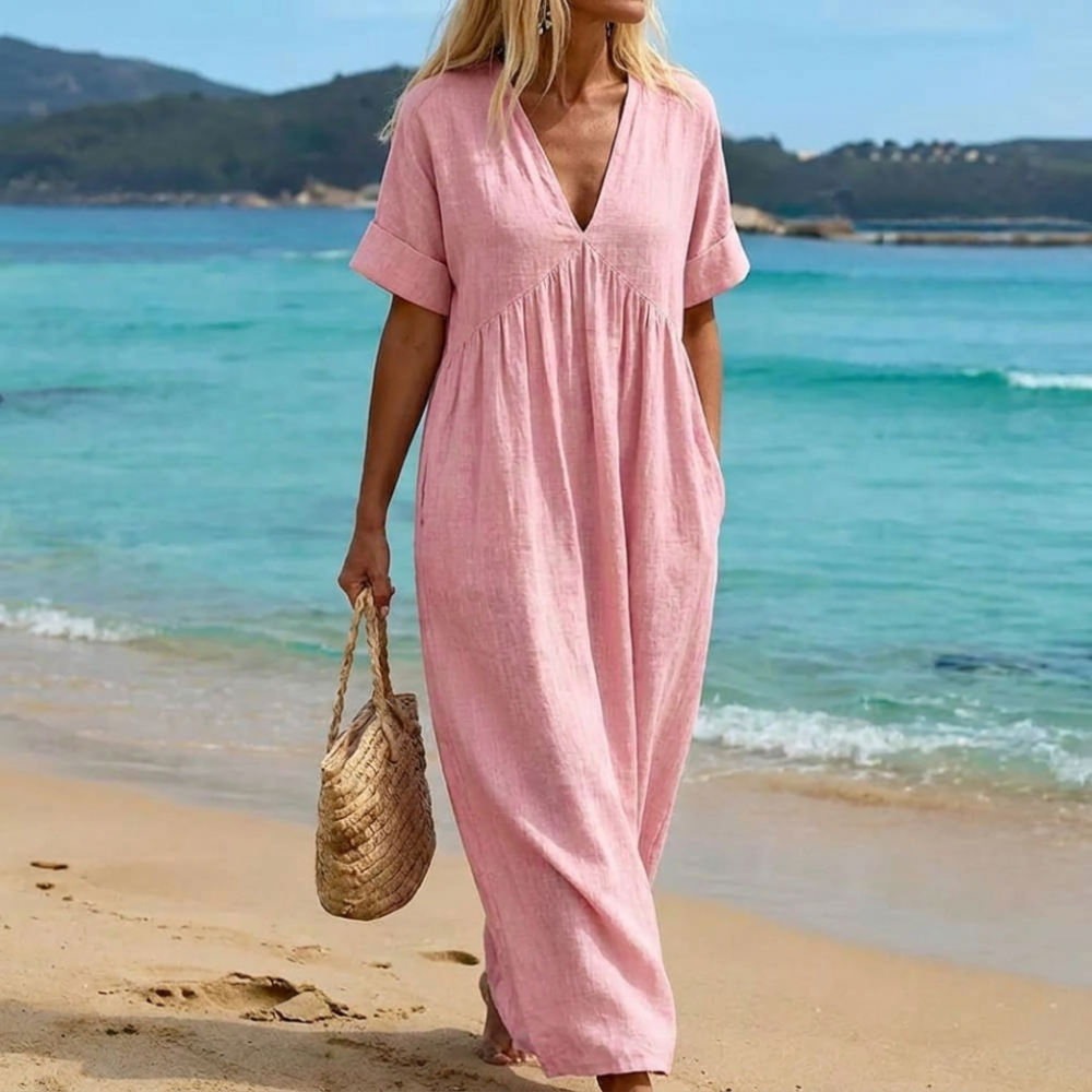 Robe Maxi Femme Col V Fluide
