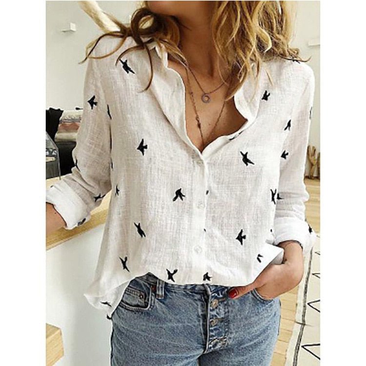 Blouse Femme Décontractée à Col Ouvert