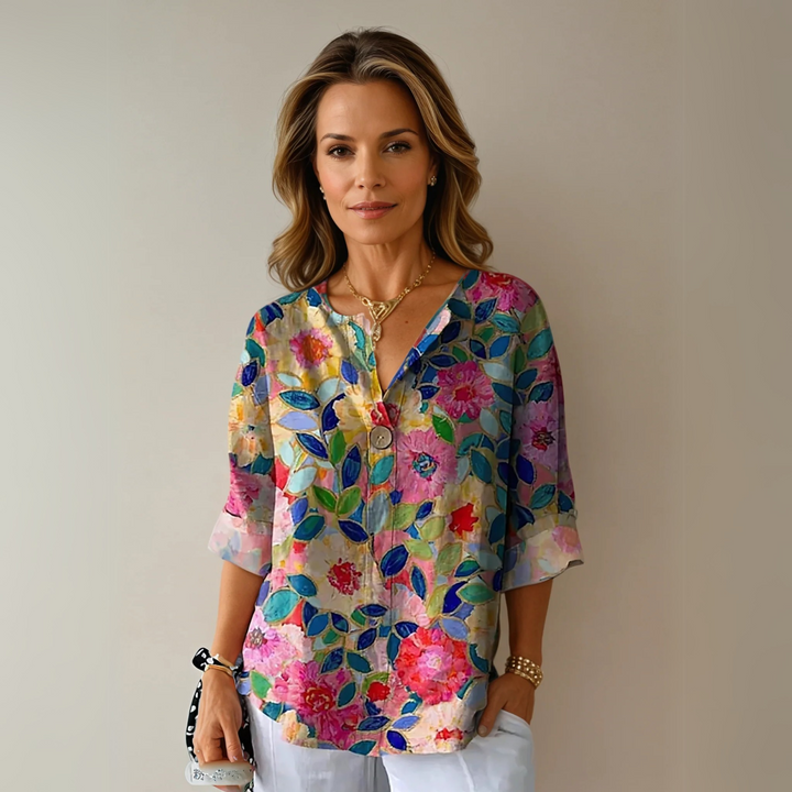Blouse Femme Imprimé Floral Coloré - Coupe Fluide Élégante