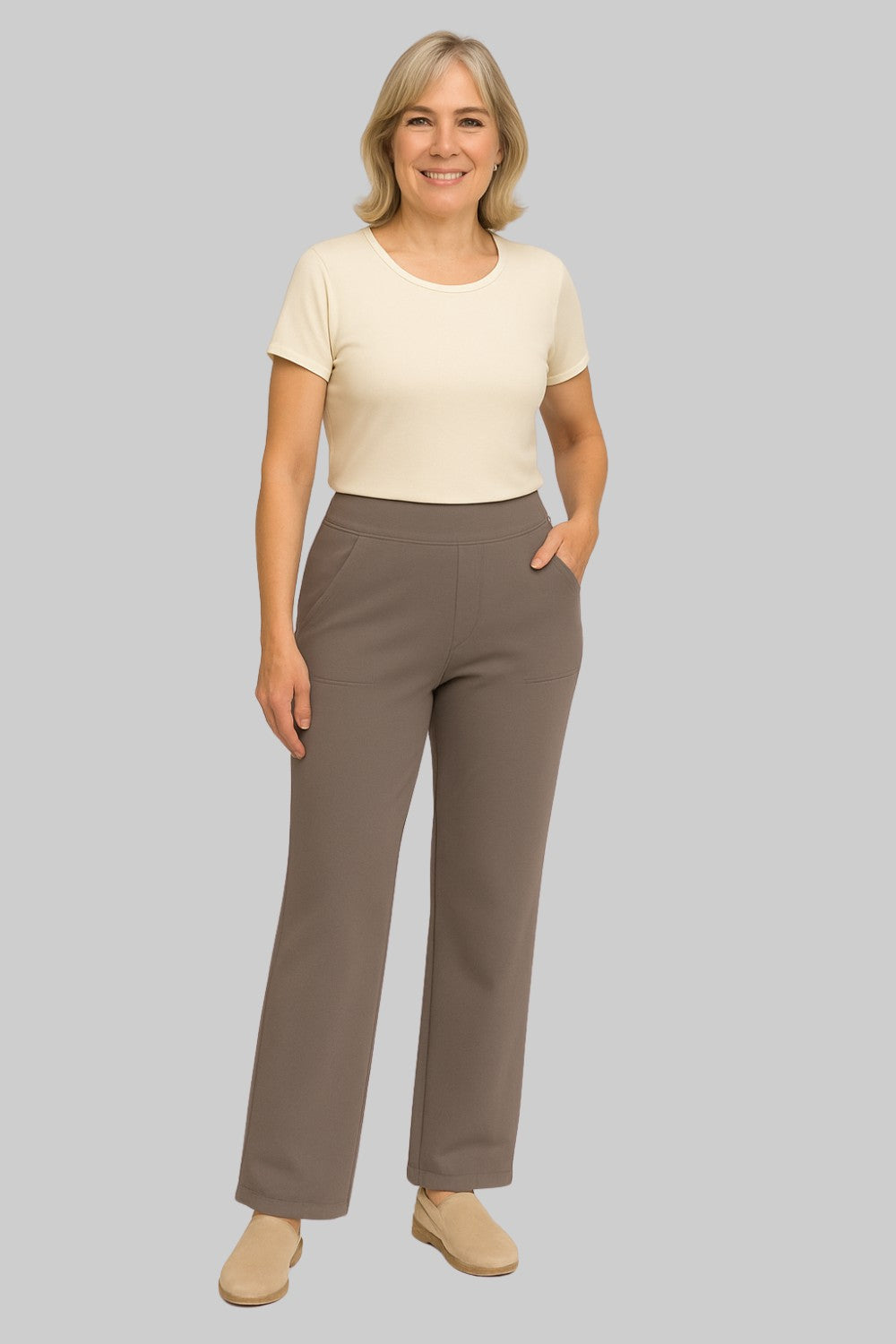 High-Waisted Wide-Leg Women's Pants with Pockets