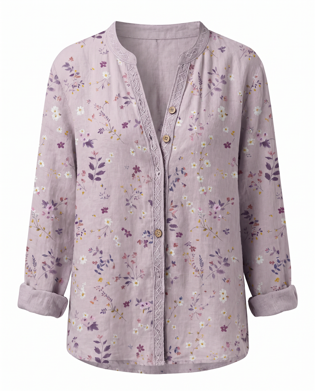Blouse imprimée col V manches longues femme