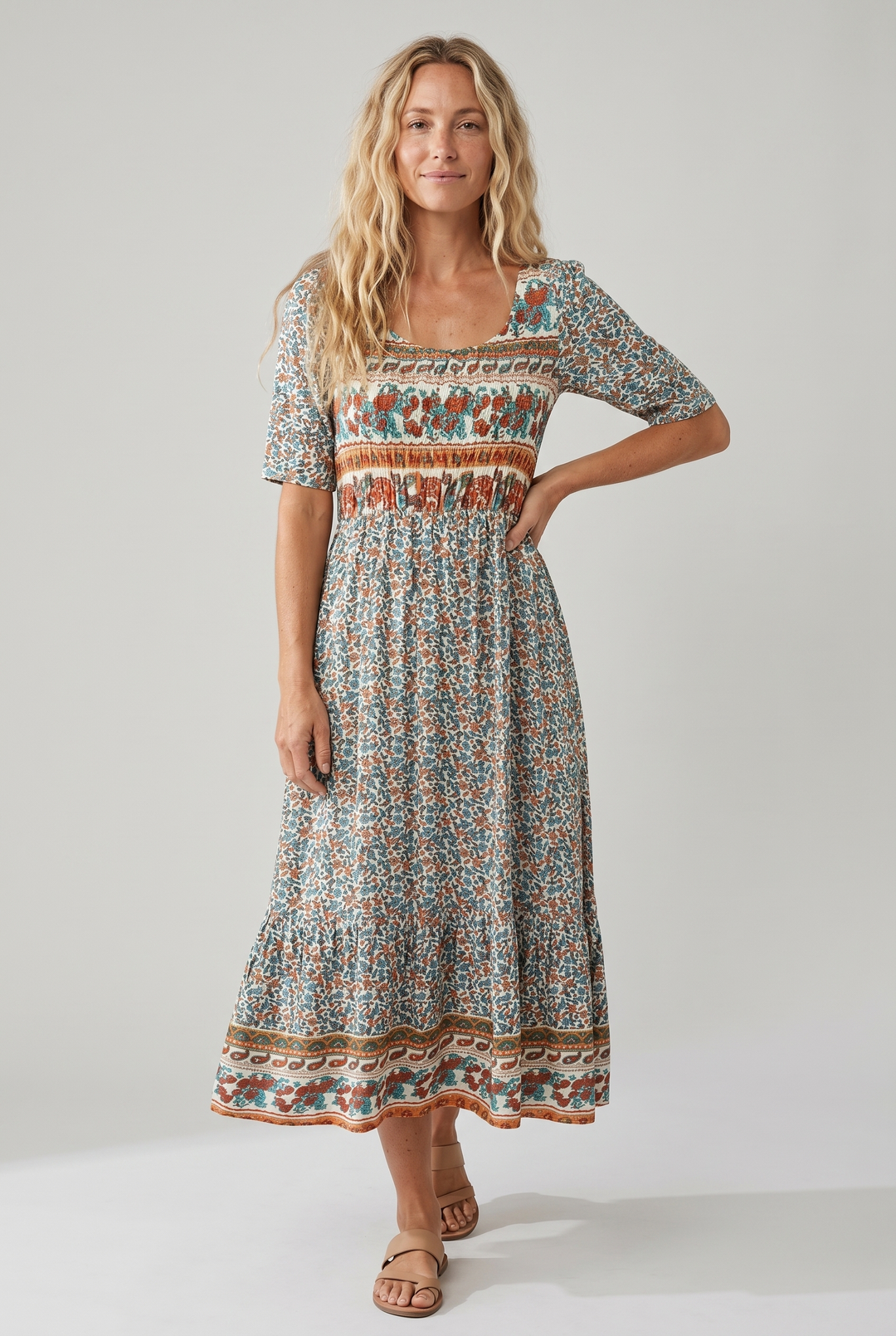 Robe Midi Bohème Imprimée Femme