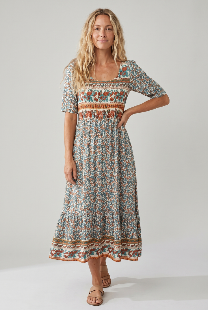 Robe Midi Bohème Imprimée Femme
