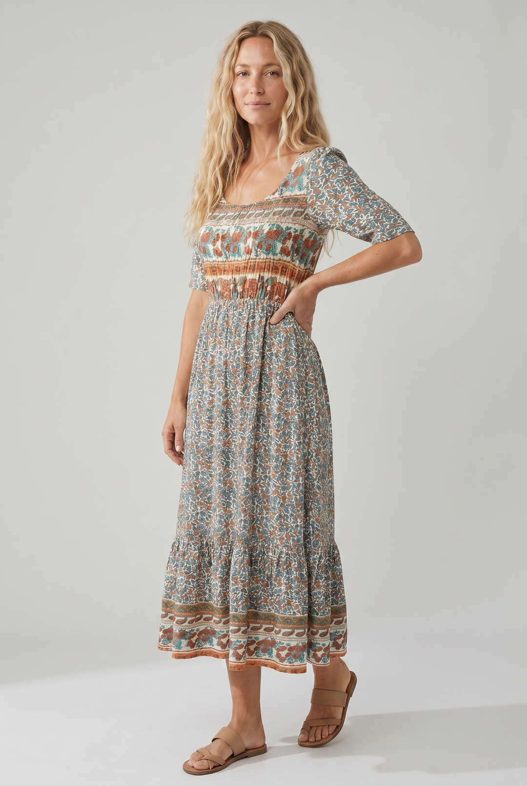 Robe Midi Bohème Imprimée Femme